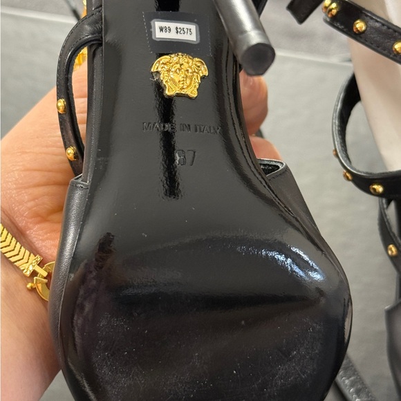 Preowned , authentic,  wear once only ,One of kind black Versace cage pumps - Picture 7 of 7